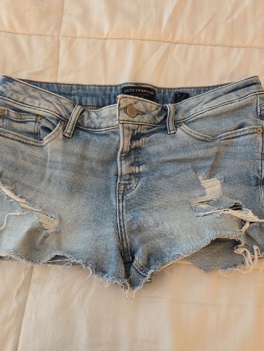 Lucky Brand Light Wash Distressed Denim Cutoff Shorts